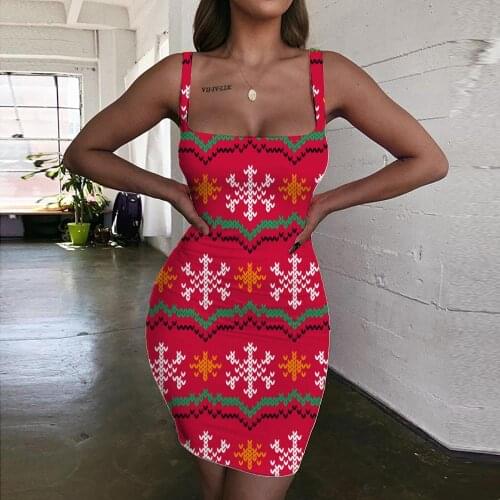 Giyu Brand Christmas Dresses Women Snowflake 3d Print Painting Vestido Sexy Harajuku Halter Sleeveless Womens Clothing Plus Size