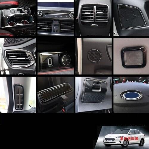 Center Console Mouldings USB Loundspeaker Black Stainless Steel Air Outlet Gear Decorated Frame For Ford Focus 2019 AAA385
