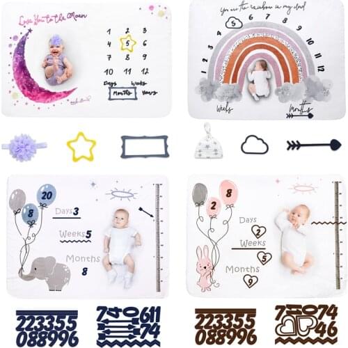 Baby Flannel Monthly Milestone Blanket Growth Memorial Blanket Baby Photo Photography Props Creative Photo Background