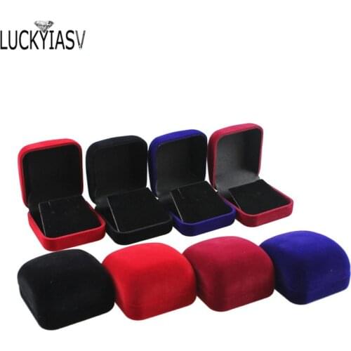 Factory Outlet Stud Earring Packaging Box Black Velvet Display Jewelry Small Pendant Necklace Organizer Storage Case Xmas Gift