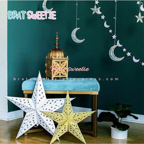 EID Mubarak Decoration Ramadan Gold Hanging Paper Stars Lantern Islamic Muslim EID al Adha Festival DIY Decor Party Supplies