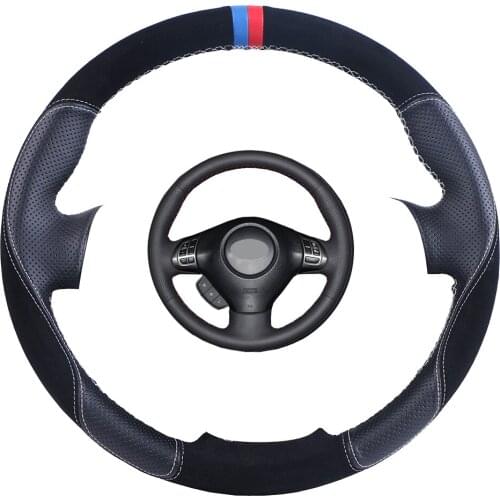 Custom Car Steering Wheel Cover Black For Subaru Forester 2008-2012 Impreza 2008-2011 Suede Leather Auto Steering Wheel Braid
