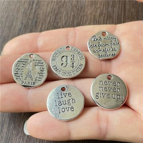 JunKang15pcs Tibetan silver retro various iron tower love pattern pendant tag DIY production necklace bracelet jewelry connector