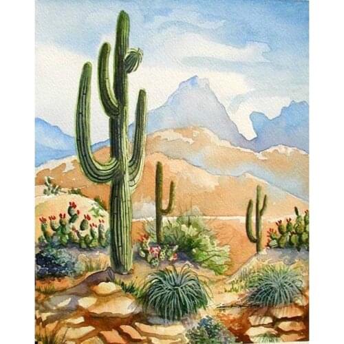 RUOPOTY 60x75cm DIY Oil Painting By Numbers cactus plant Frame Drawing by number Modern Home Bedroom Wall Decor Picture
