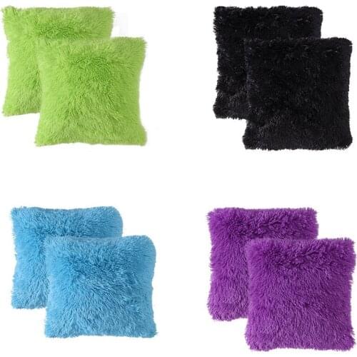 Short Plush Solid Color Pillowcase Plush Soft and Comfortable Cushion Cover Winter Warm Pillowcase Sofa Decorative Cushion Cover