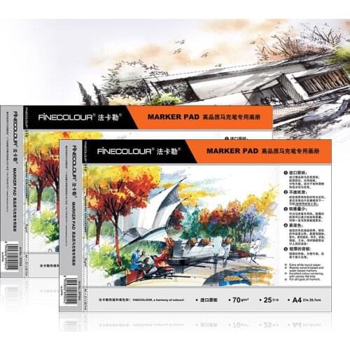 FINECOLOUR 32K/A3/A4 Marker Pad 16/25 Sheets Professional/Junior No Penetration Paper Sketchbook Painting Book Art Supplies