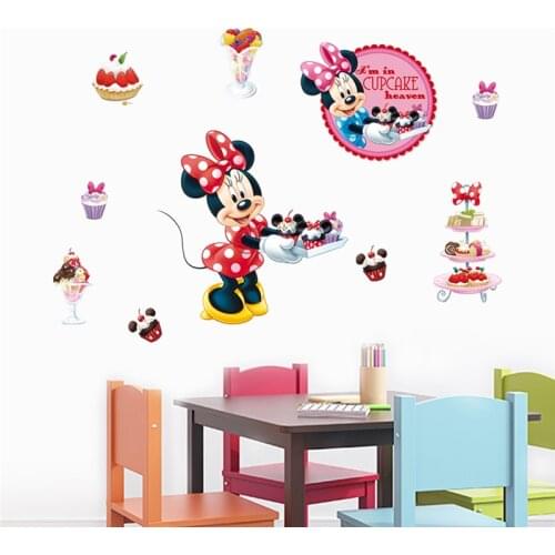 Cartoon minnie cupcake ice cream heaven wall decals kids rooms home decor disney 40*60cm wall stickers pvc mural art diy posters