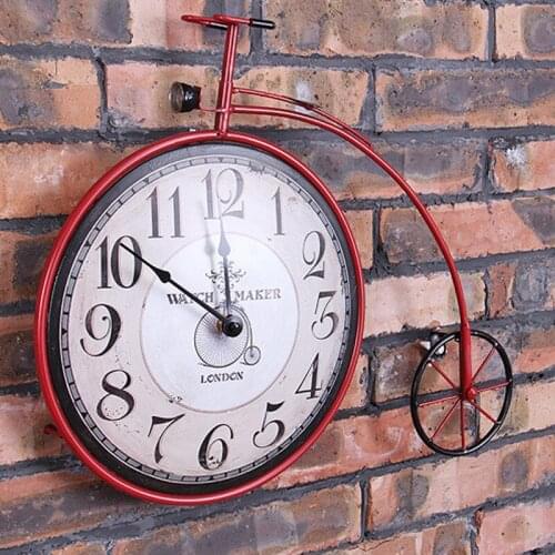 Bicycle wheel wall clock industry wind restoring ancient ways is creative, wrought iron clock, metope adornment bar IRON Colock