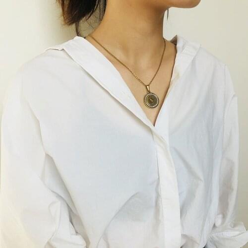 New High-Quality Titanium Steel Inlaid AAA Zircon Prayer English Scripture Necklace Pendant Golden Steel Color Necklace Jewelry