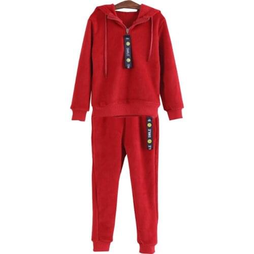 Girls fashion new casual suit Girl autumn and winter new gold velvet suit Girl hooded soft suit Girl gold velvet warm suit