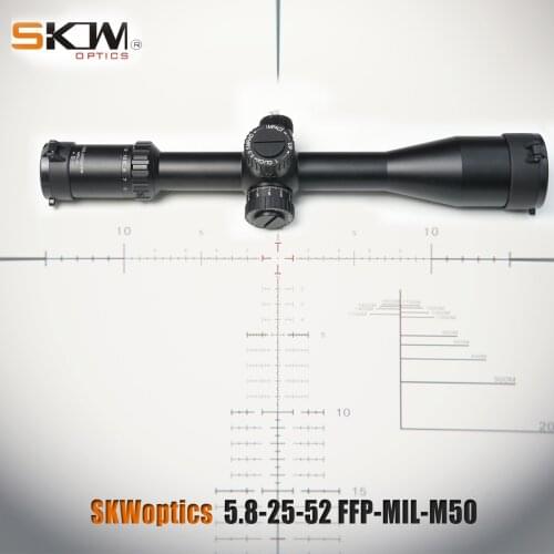 SKWoptics 5.8-25x52FFP-MIL-M50 First Focal Plane ffp rifle scope rings Hunting reticle Heavy duty riflescope long-range scope