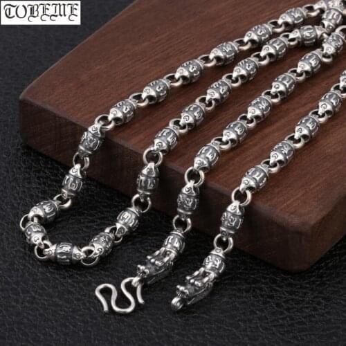Handmade 100% 925 Silver Dragon Necklace 925 Sterling Tibetan Six Words Proverb Necklace Sterling Buddhist OM Mantra Necklace