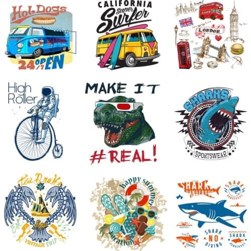 Iron-on Transfers for Clothing Patches Clorhing Stickers Stripe Rock T-Shirt Diy Fashion Patch Fusible Vinyle Thermocollant C