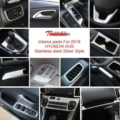 Tonlinker Cover sticker for Hyundai IX35 2018-19 Car styling 1-4 Pcs Stainless steel Sliver Car Interior parts Cover Stickers