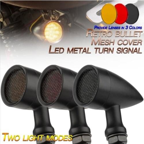 Universal Motorcycle LED Red Turn Running Signals Bullet Blinker Heavy Duty Indicator Lights 10mm For Bobber Cafe