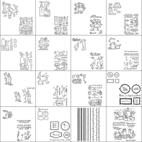Cutting Dies match Clear Stamps Mice Hedgehog Rabbits Drawing High Tea Relaxing Hour Scene DIY Craft 2021