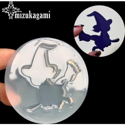 1pcs UV Resin Jewelry Liquid Silicone Mold All Saints' Day Miko Broom Cartoon Resin Charms Molds For DIY Decorate Making Jewelry