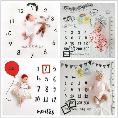 100*100cm Newborn baby Monthly Growth Milestone Blanket photography props Background Cloth Commemorate Rug