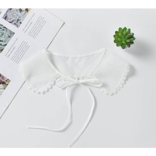 2021 White Lace Big Lapel Doll Fake Collar for Women Shawl Wrap Removable Detachable False Collar Sweater Dress Accessory
