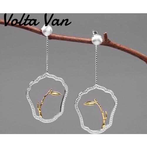 Volta Van 925 Sterling Silver Drop Earrings Zircon Pendientes Plata Vintage Branches 2021 New Fine Jewelry Classic Earrings