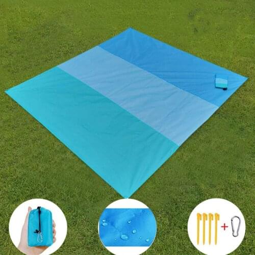 2x2.1m Waterproof Pocket Beach Blanket Folding Camping Mat Mattress Portable Lightweight Mat Outdoor Picnic Mat Sand Beach Mat G