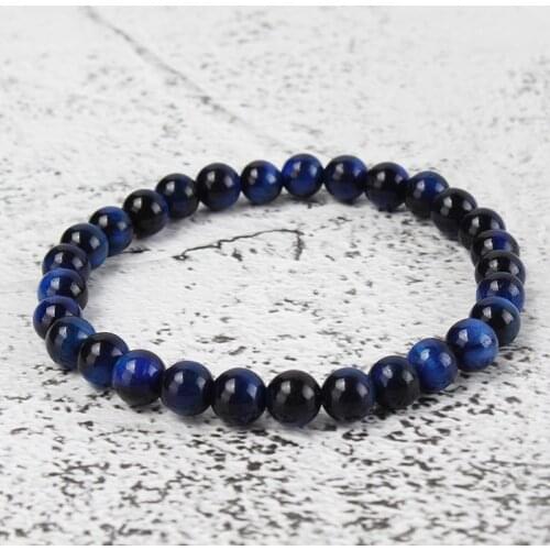 Natural Stone Round Beads Bracelets Tiger Eye Buddha Bracelets Elasticity Rope Men Women Bracelet Pendientes