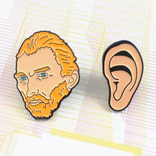 Van Gogh Pins Vincent And Ear Self-portrait Artist Brooch Badges Enamel Lapel Pins For Art Painter Gifts Jewelry Brooches
