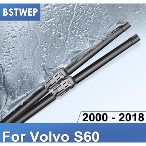 BSTWEP Wiper Blades for Volvo S60 Fit Push Button Arms / hook arms / pinch tab arms Model Year from 2000 to 2018