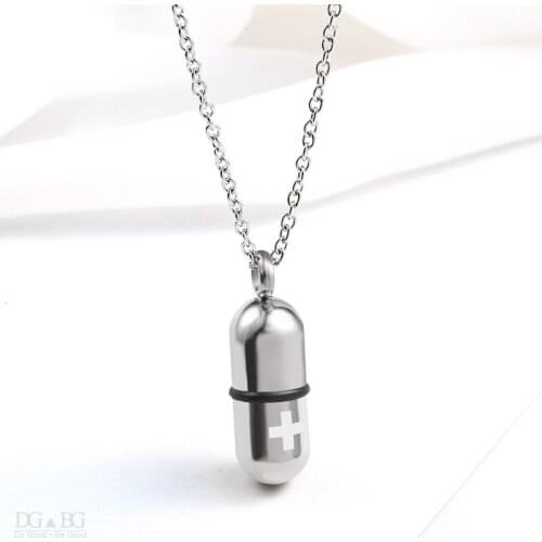 Mini Ashes Urns Casket Stainless Steel Urn Necklace Pet Dog Memorial Piller Capsules shaped Pendant