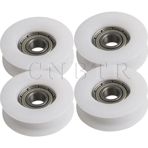 CNBTR 4 Pieces 2.8x0.9cm White H Type Ball Bearing Pulley 6mm Hole Dia