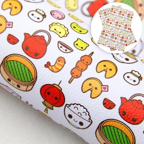 David accessories 20*33cm Fruit Printed Litchi Synthetic Leather Fabric DIY for Bows Faux Leather Fabric Sheets,1Yc9969