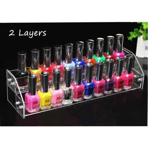 Hot sale 2 layers Cosmetics storage box clear acrylic Nail Polish display rack Face Cream Glasses Mask Lipstick holder rack