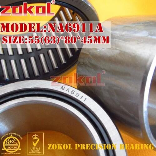 ZOKOL NA6911 A NA6911A Entity ferrule needle roller bearing 55*80*45mm RNA6911A 63*80*45mm
