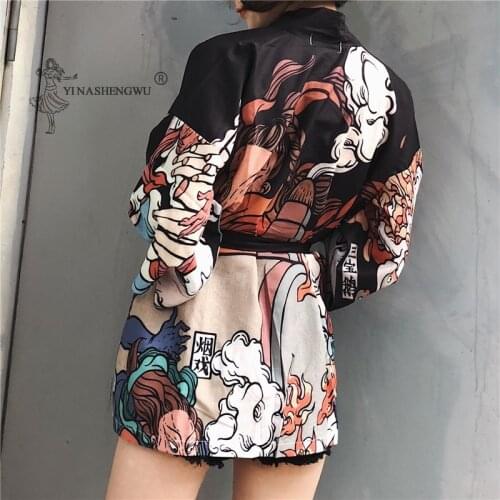 Japanese Kimono Samurai Unisex Clothes Traditional Shirts Japan Woman Harajuku Tops Cardigan Asian Costume Yukata Haori Obi Coat