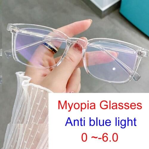 Korean Trendy Small Rectangle Myopia Glasses Blue Light Blocking Optics Eyeglasses Frame Women Men Transparent Computer Eyewear