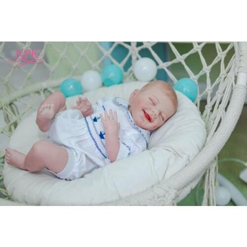 NPK 53CM Reborn Baby Doll April Sleeping Lifelike Size Soft Body Flexible Hand-Drawing Hair 3D Skin Tone with Veins Newborn