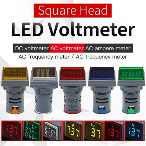 Square display voltmeter Ammeter frequency Used for line measurement value display LED indicator DC voltmeter lamp