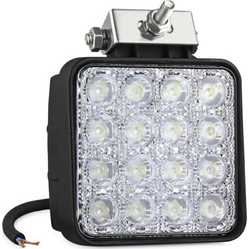 2X 16LEDs Car Work Light 48W Square Spotlight 12V/24V LED Day Lamp for Car RV Camper Boat SUV Van