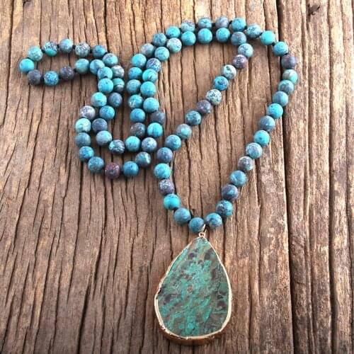MD Fashion Boho Jewelry Natural Stones Necklaces With Semi Precious Pendant Bohemia Necklace