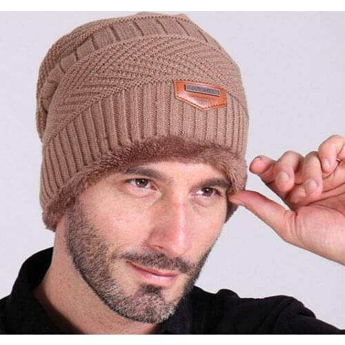 Mens winter hat 2018 fashion knitted black hats Fall Hat Thick and warm and Bonnet Skullies Beanie Soft Knitted Beanies Cotton