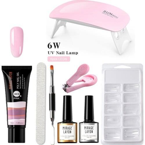 Nail Extension Set with Nail Lamp 8/13 PCS Manicure Gel Tool 6 Colors Nail Beauty Accessories Polish Top Coat Base Coat MH88