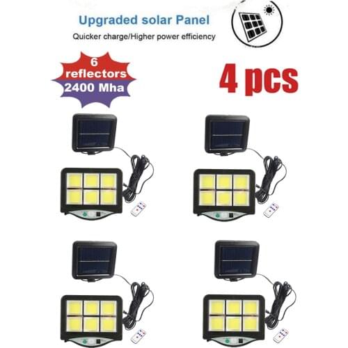 4pcs seperable 120LED Solar Light Outdoor Solar Lamp PIR Motion Sensor Wall Light Waterproof Solar Powered light for Garden stre