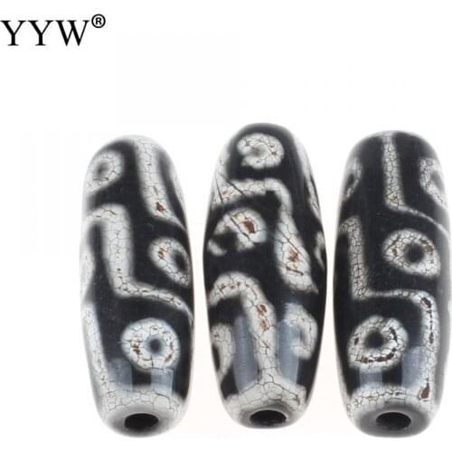 Natural Tibetan Agata Dzi 9 Eyes Beads Prayer Mala Black Tibetan Mystical Agata Onyx Dzi Beads Column Cylinder Black 11x11x30mm