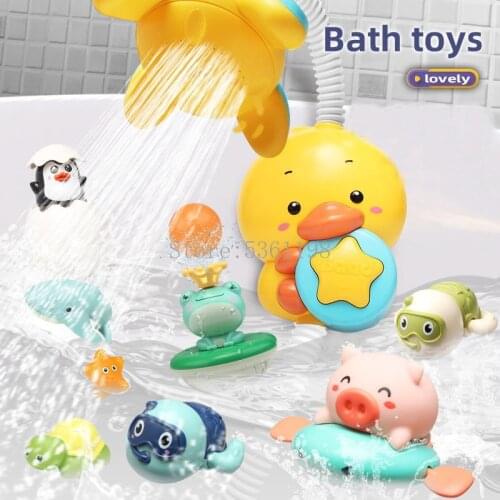 New Bath Toys Baby Water Game Duck Model Faucet Shower Electric Water Spray Swimming Bathroom Baby Toys For Kids Gifts