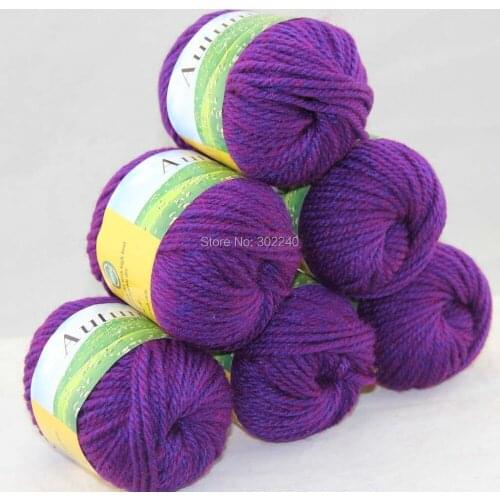 LOT of 6 BallsX50g Chunky Hand-woven Coarse Knitting Yarn Royal Purple 211