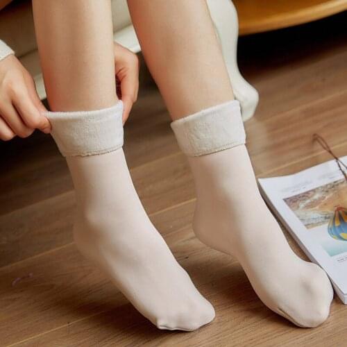 DOIAESKV Casual Socks For Women Nylon Plus Velvet Thickening Socks Solid Breathable Elastic Force Ladys Mid Women Socks Winter