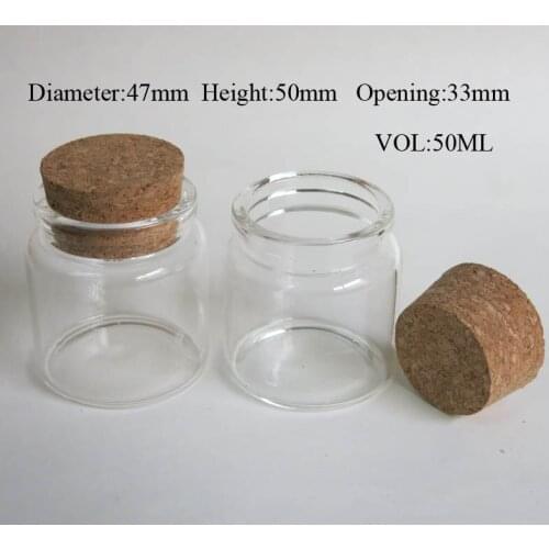 30 x 50ml Empty Clear Glass Bottles Vials with Cork 50cc Cork Stoppered Jar Wishing Bottle Used for Storage Craft Container