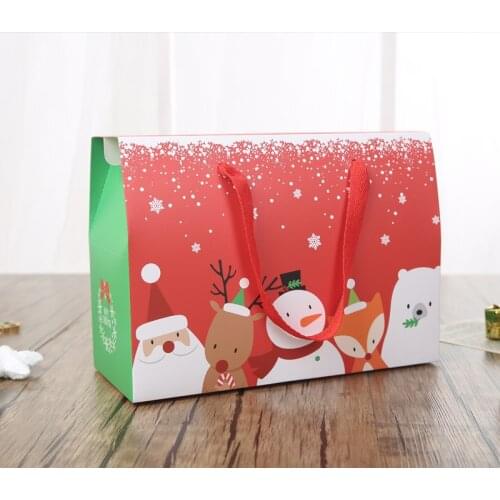 12 Pieces Claus Snowman Candy Cookie Christmas Hand Bag Gift Box For Party DIY Papercard Packing Bag Large Christmas Package Box