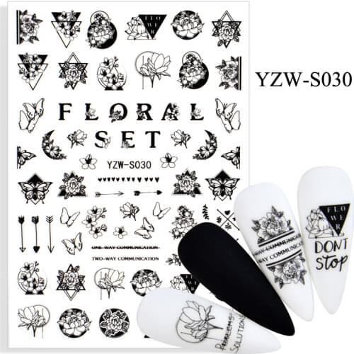 Self-adhesive 3D Stickers for Nails Geometry Moon Flowers Nail Art Decorations Autumn Fashion Stickers Women Girl Nail Foil