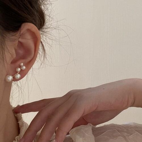 1pcs Korean Gold Clamber Ear Cuff Pearls Earcuff Earrings for Women Cute Pearl Clip on Earrings Piercing Eacuffs Fashion Jewelry